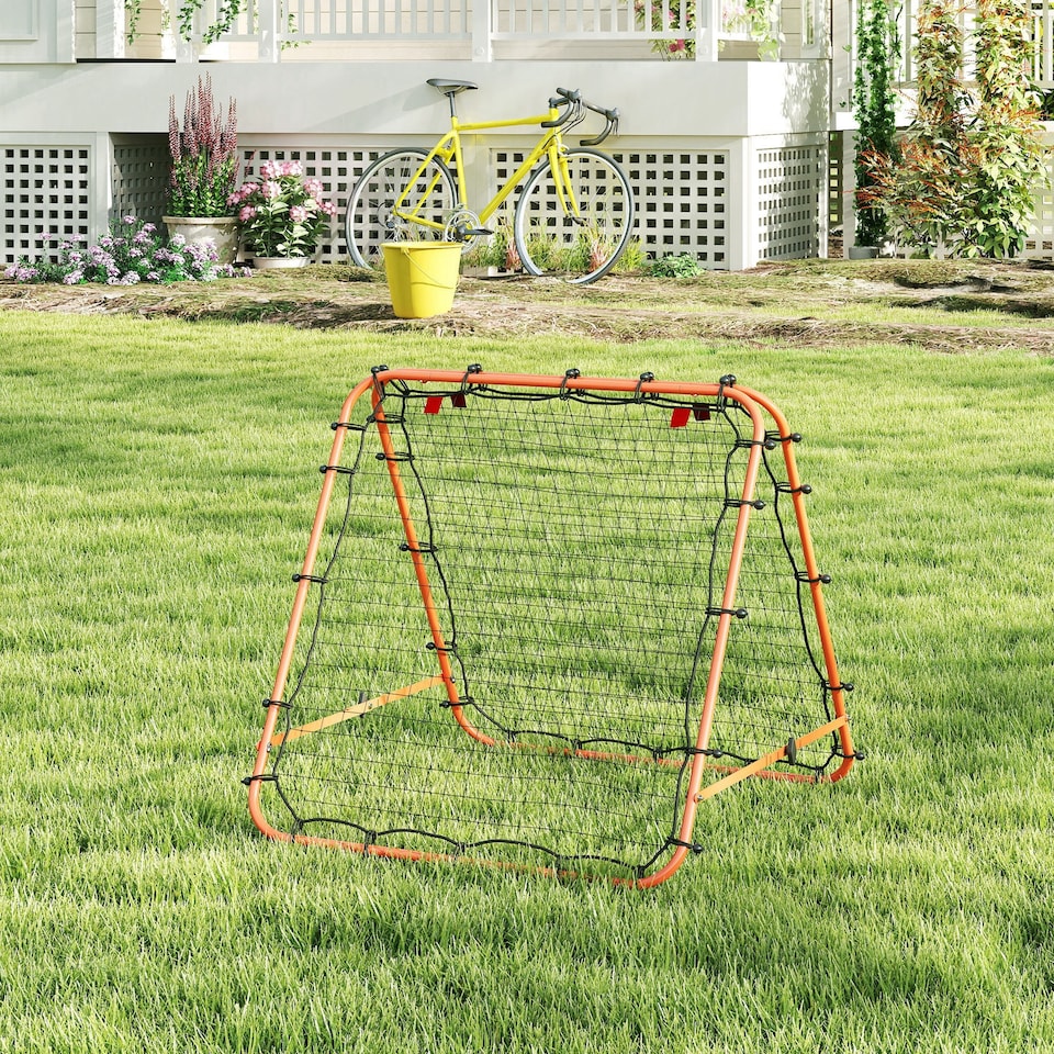 image 1 of HOMCOM Rebounder Net Football Target Goal with Adjustable Angles, Orange
