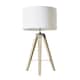 image 1 of ValueLights Clipper Light Wood Tripod Table Lamp White Shade and Bulb
