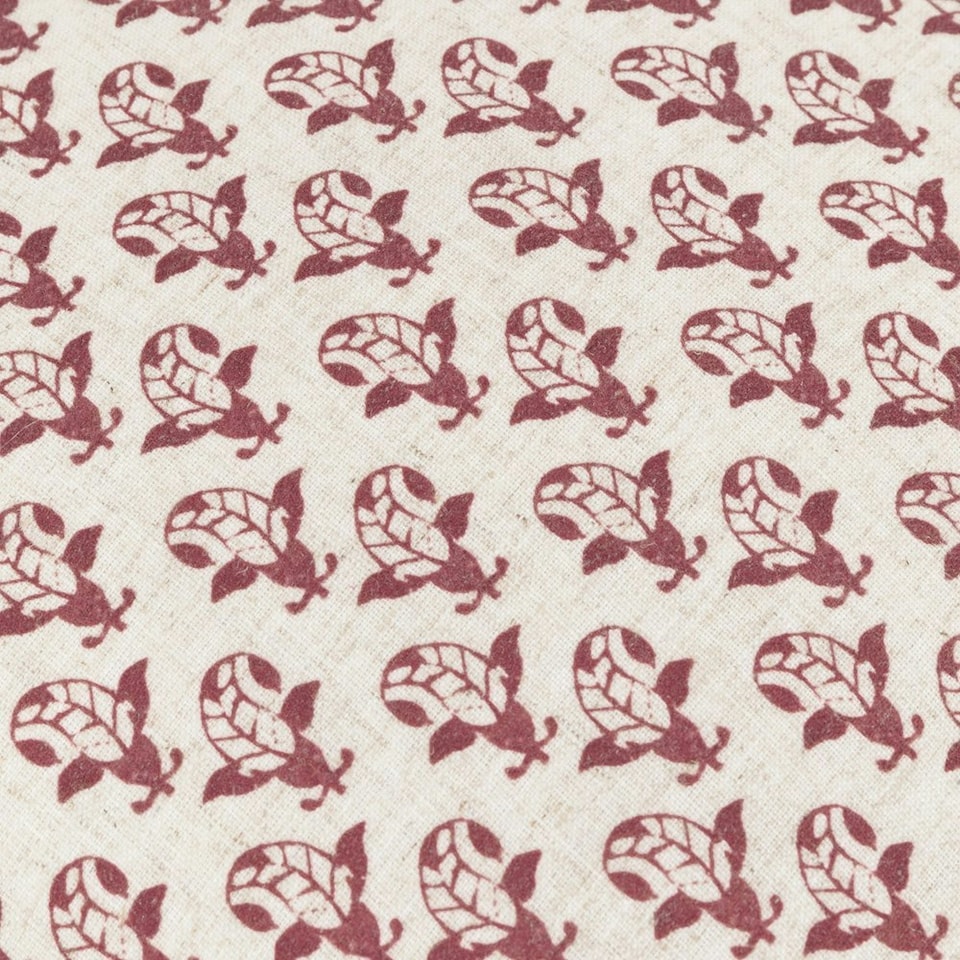 image 1 of furn. Lulah Block Printed Ruffle Linen/Red Filled Cushion 45 x 45cm Multi