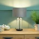 image 1 of ValueLights Jessy Glass and Black Metal Bedside Table Lamp with a Grey Velvet Lampshade