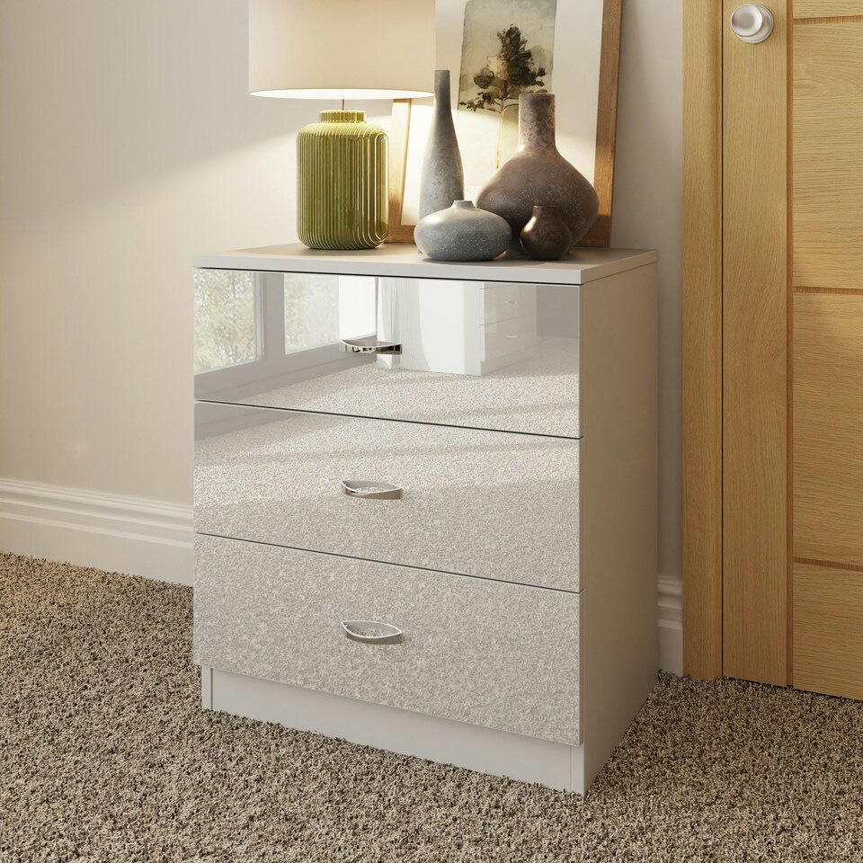 image 1 of FWStyle Chilton 3 Drawer Chest Of Drawers - White Gloss Front