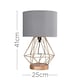 image 2 of ValueLights Pair of - Copper Metal Basket Cage Touch Table Lamps with a Grey Cylinder Shade - Complete with 5w LED Dimmable Bulbs 3000K Warm White Grey