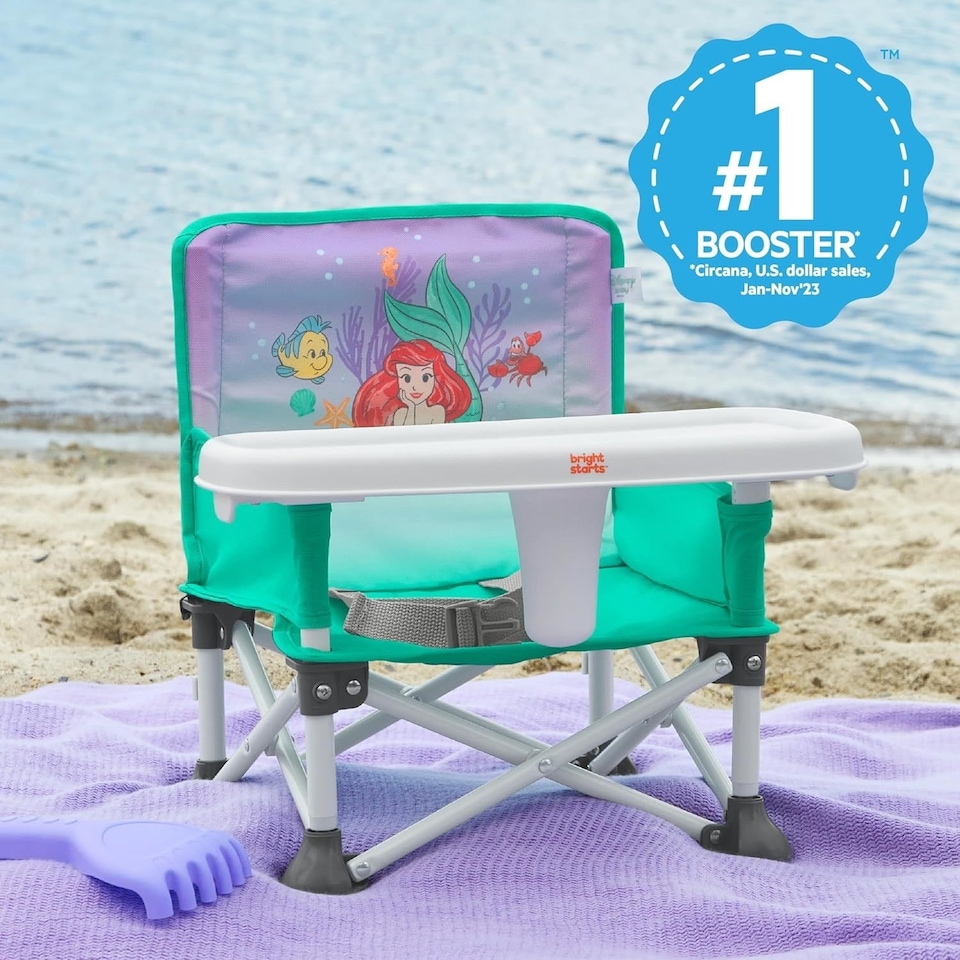 image 1 of Bright Starts Disney Princess Ariel Pop N Sit Portable Booster Baby Floor Seat