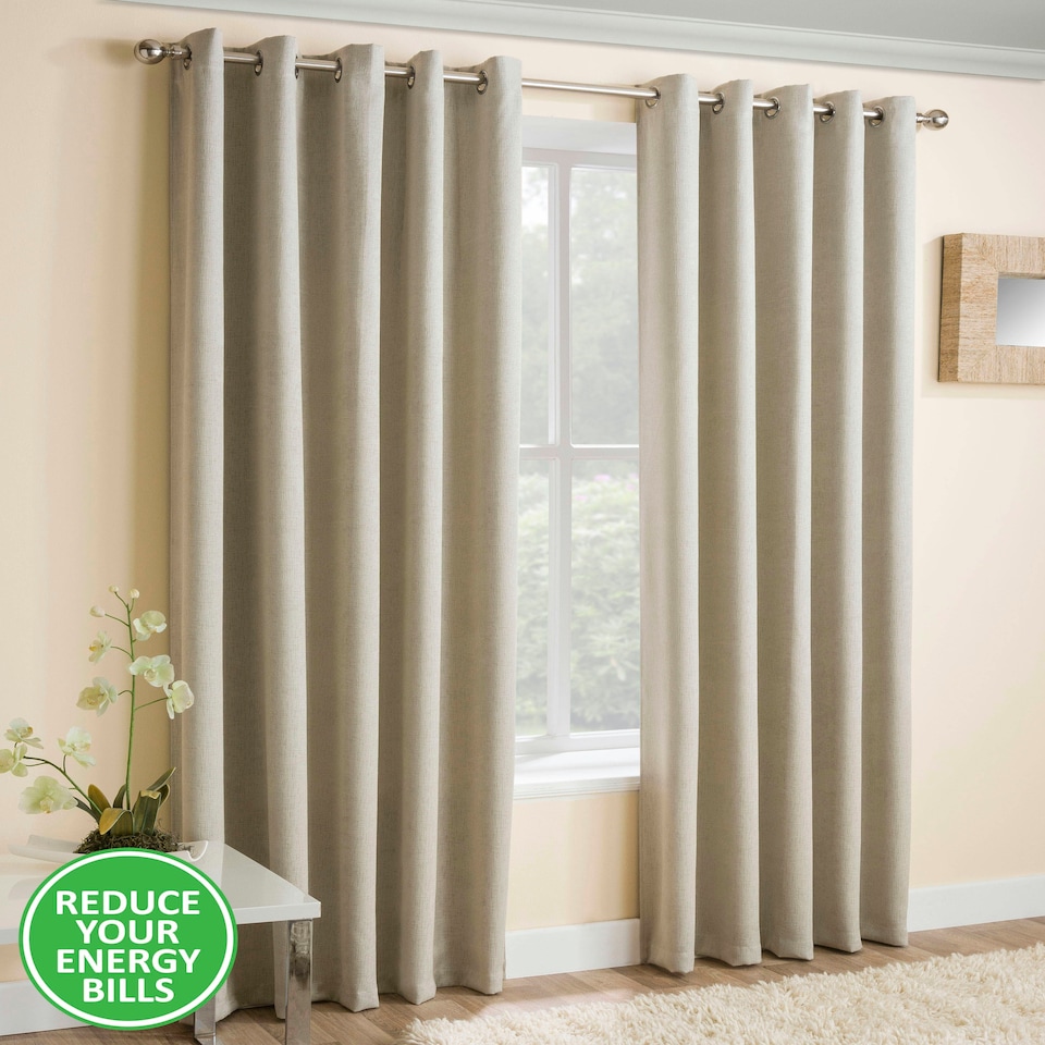 image 1 of Enhanced Living Vogue Cream Curtains 90 x 54 inch (229x137cm) Room Darkening Eyelet Thermal Noise Reducing Curtains for Bedroom and Living Room