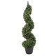 image 4 of Pair of 90cm (3ft) Tall Artificial Boxwood Tower Trees Topiary Spiral Metal Top | Green | 3ft