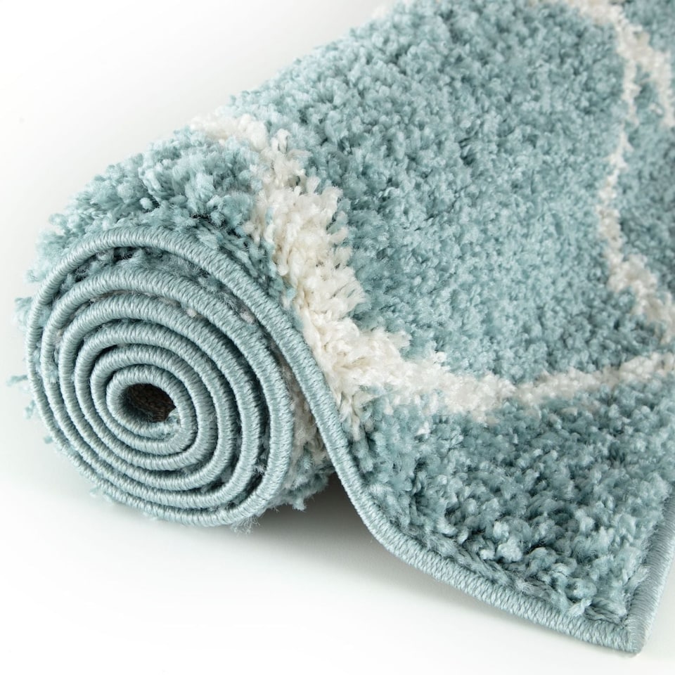 image 1 of The Rugs Moroccan Collection Soft High Pile Shaggy Lattice Floor Rugs and Runners Living Room