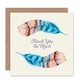 image 1 of Feather Set Watercolour Paint Cyan Orange Thank You Card