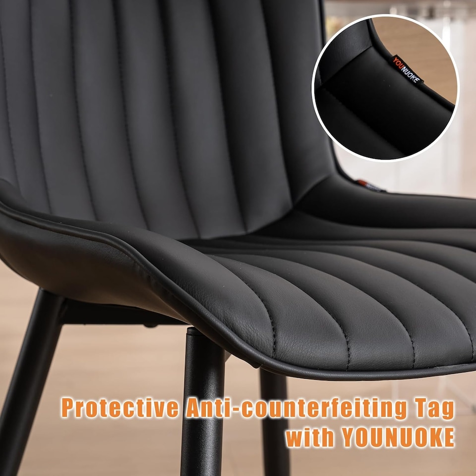 image 1 of Dining Chairs Set of 2 Leather with Sturdy Metal Legs for Home, Office, and Cafe