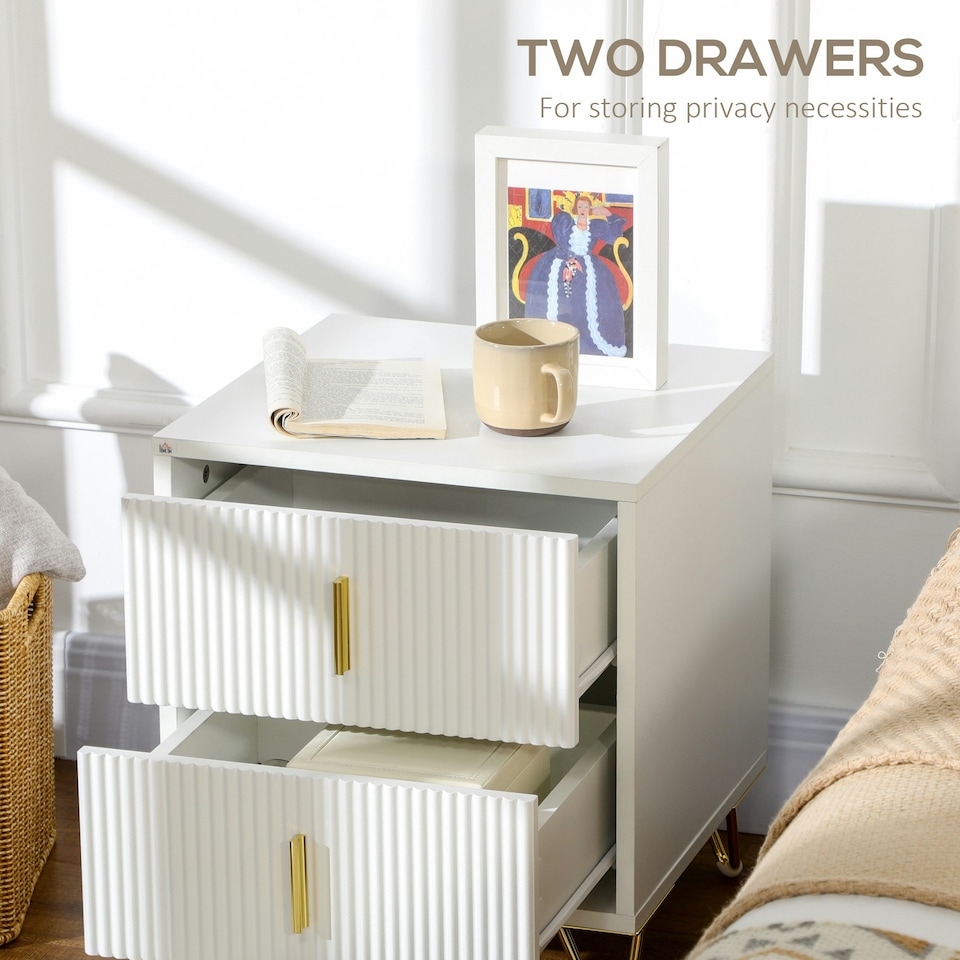 image 1 of HOMCOM 2 Drawer Dresser, Chest of Drawers Storage Cabinet, White