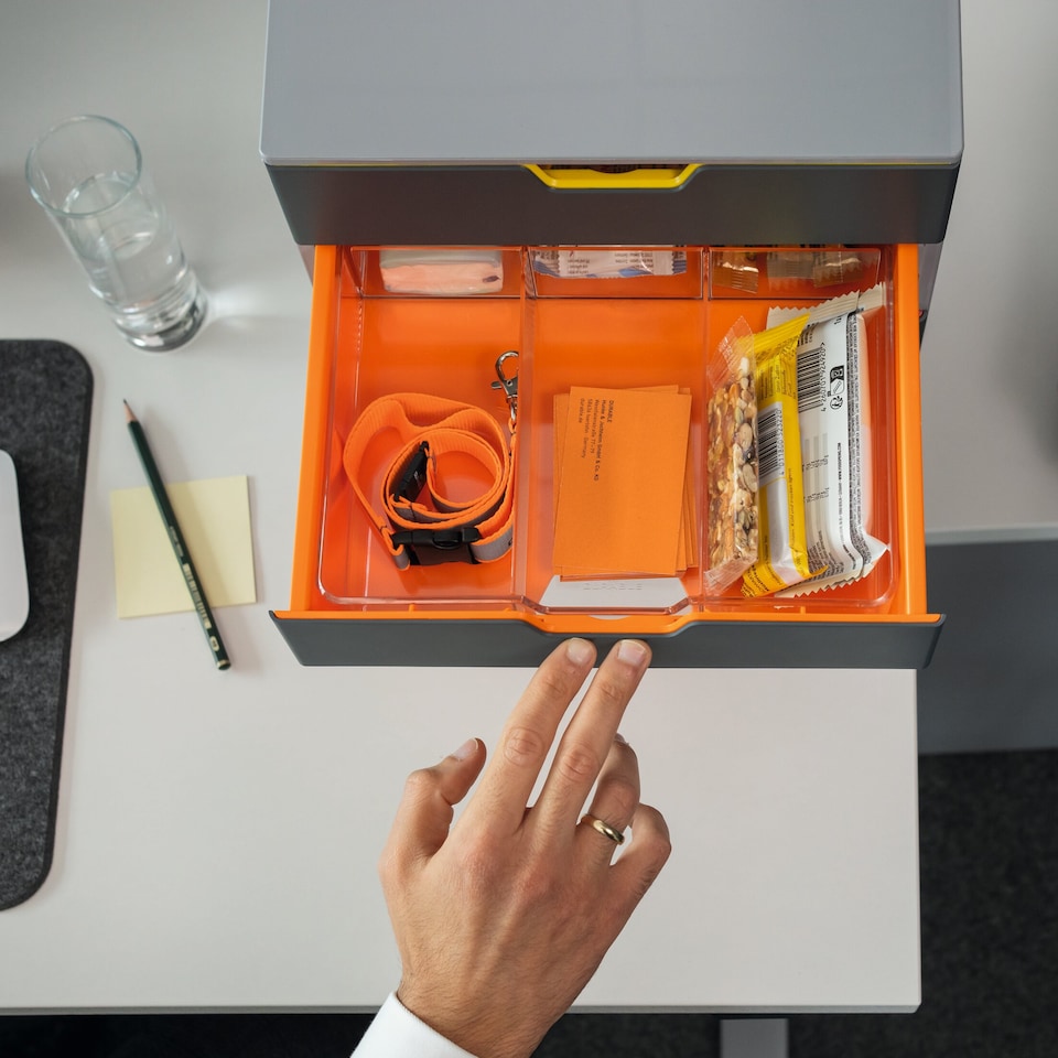 image 1 of Durable VARICOLOR Desktop Organiser 5 Drawer Colour Coded Modular Storage | A4+