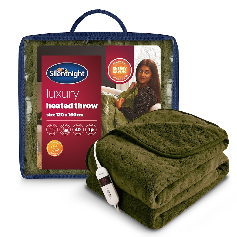 image 1 of Silentnight Luxury Heated Throw, Olive | Green | Olive | One Size | 1