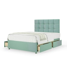 Duckegg Plush Velvet 4 Drawer Divan Base and Pearl Headboard Super King