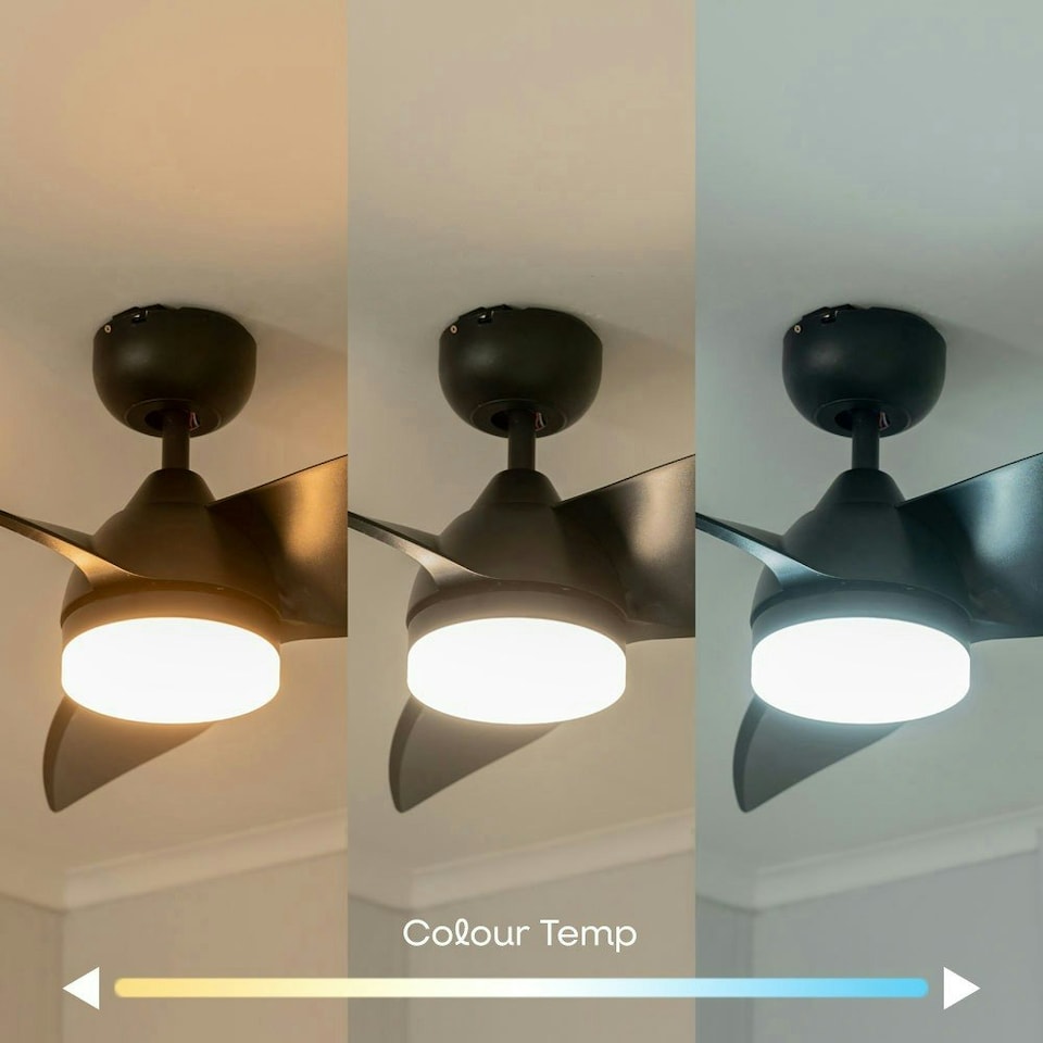 image 1 of ValueLights 36 Inch Integrated LED Ceiling Fan with Remote Control, 3 Blades, Timer and 6 Speed Functions - Black