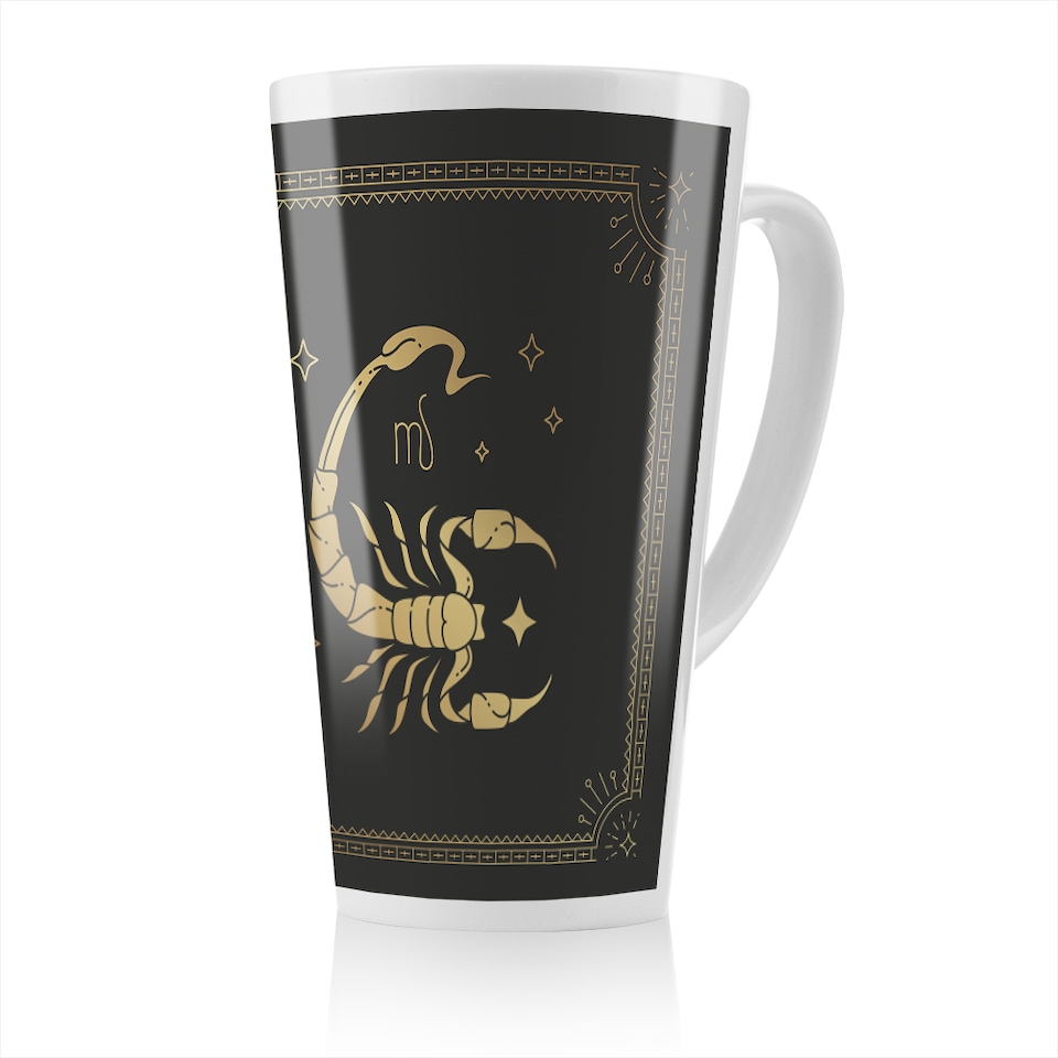 image 1 of Zodiac Scorpio Horoscope In Black & Gold Dining Latte Mug