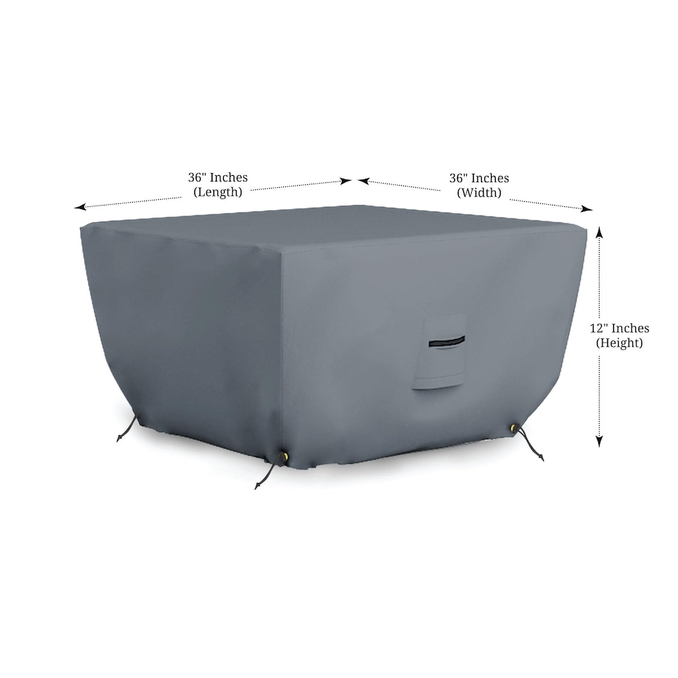 image 1 of Covers&All Outdoor Square Fire Pit Cover, 36 in L x 36 in W x 12 in H, Grey