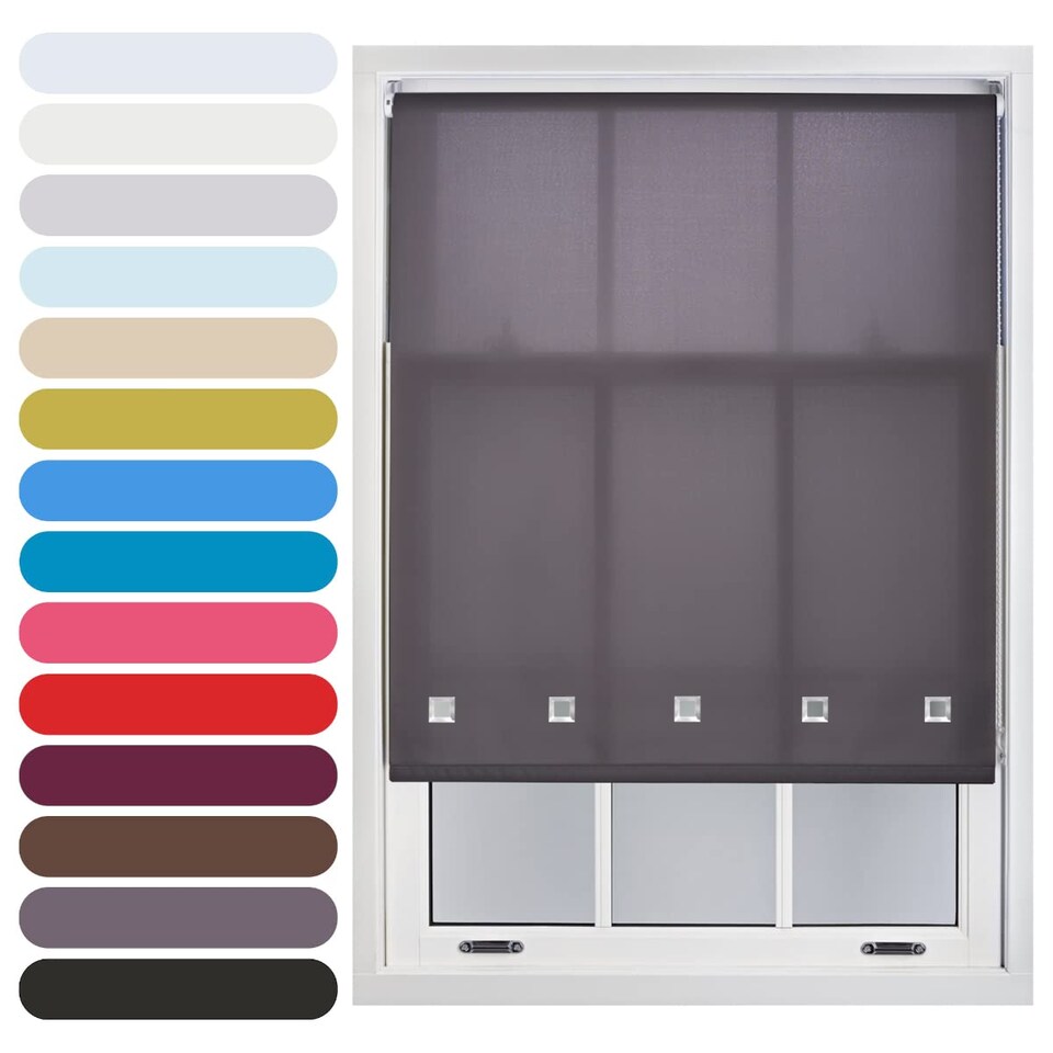 image 1 of FURNISHED Roller Blinds Daylight Square Eyelet Light Filtering Easy Fit Trimmable Window Shade | Grey | Dark Grey