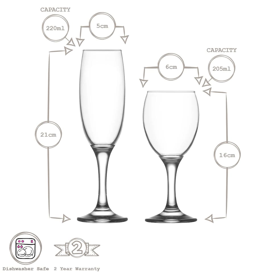 image 1 of LAV 12pc Empire Wine Glasses & Champagne Flutes Set | Clear | Clear