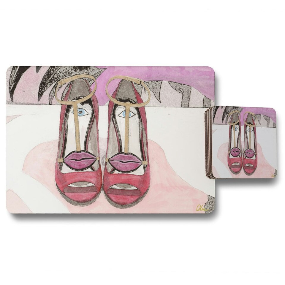 Lips shoes (Placemat & Coaster Set)