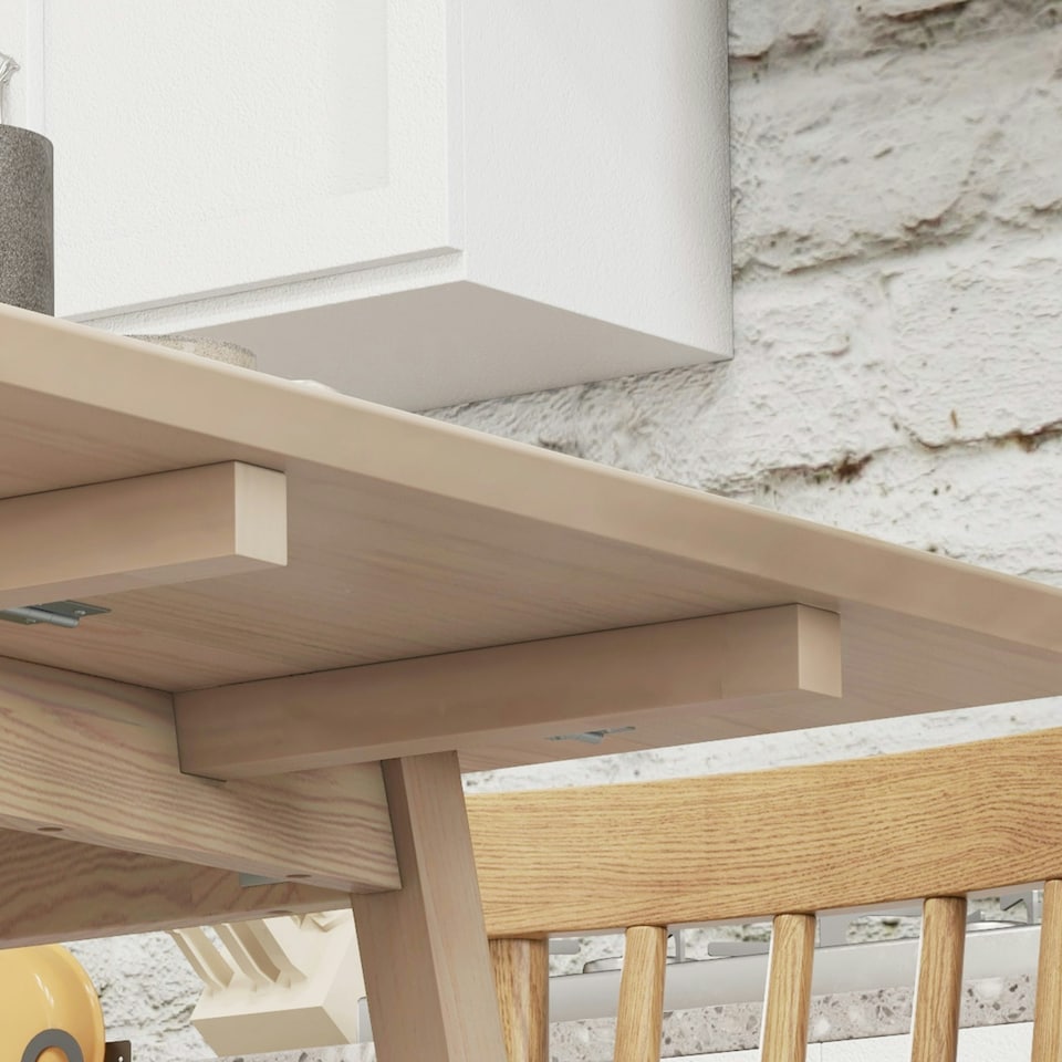 image 1 of Extendable Kitchen Table for 2-4, Folding Drop Leaf Dining Table, Natural