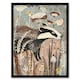 image 1 of Rustic Badger Woodland Forest Wildflowers Living Room Black Framed Wall Art Print A4