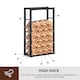image 4 of HOMCOM Metal Firewood Log Holder Tall Firewood Rack Indoor Outdoor Fireplace Wood Storage Shelf with Side Rails, Rust-Resistant, Black, 60W x 25D x 100H cm