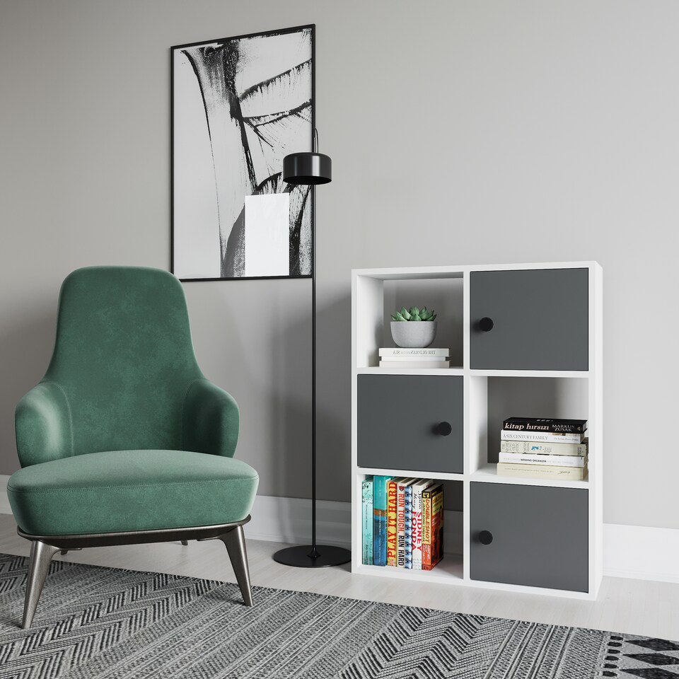 image 1 of Decorotika Tilton 3-tier and 3 Cabinets Bookcase