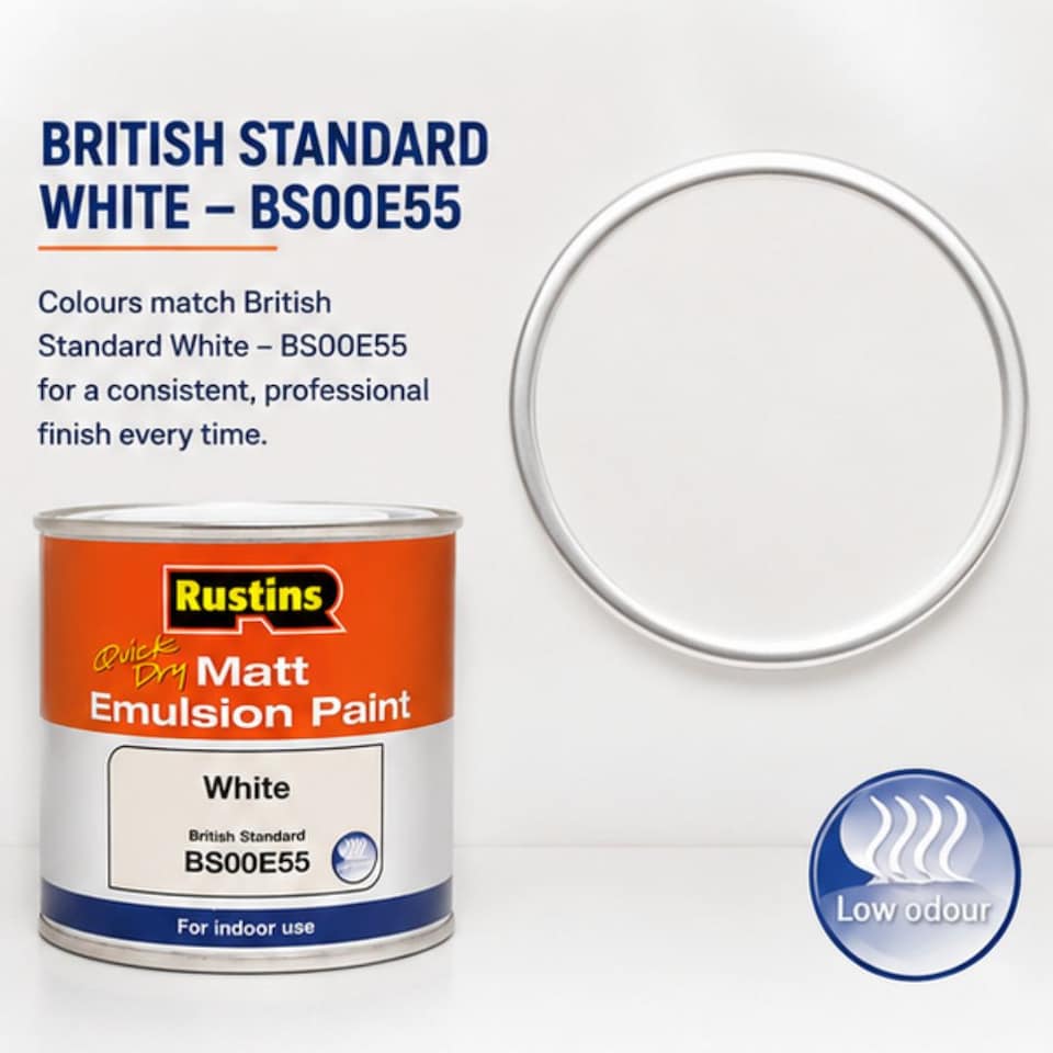 image 1 of Rustins Quick Dry Matt Emulsion Paint White 250ml