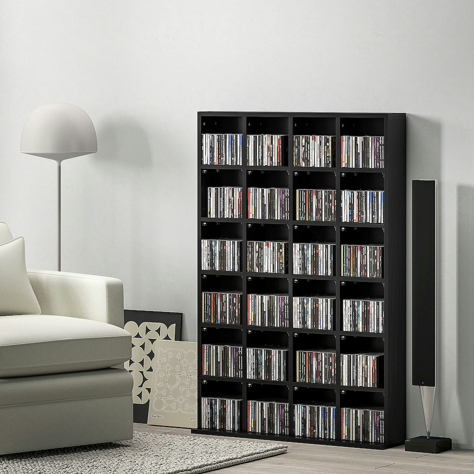 image 1 of HOMCOM DVD CD Media Storage Rack, Video Display Unit, 89 x 130.5 cm, Black