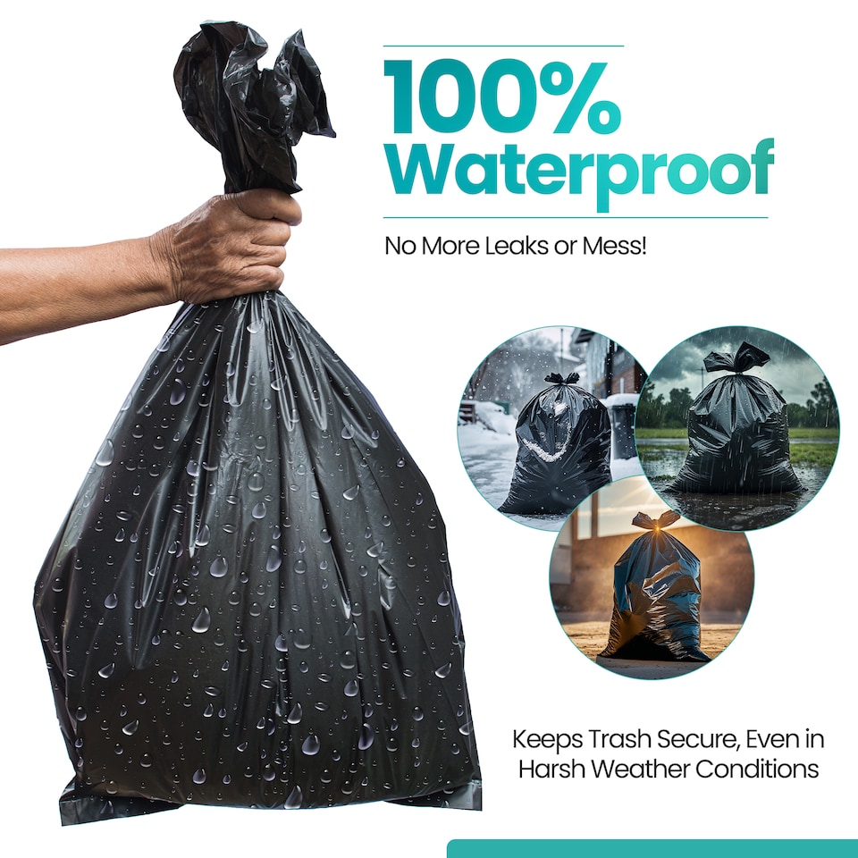 image 1 of 90L Capacity Black Bin Liners, Garden Bin Bags - 60cm x 90cm, 50pcs