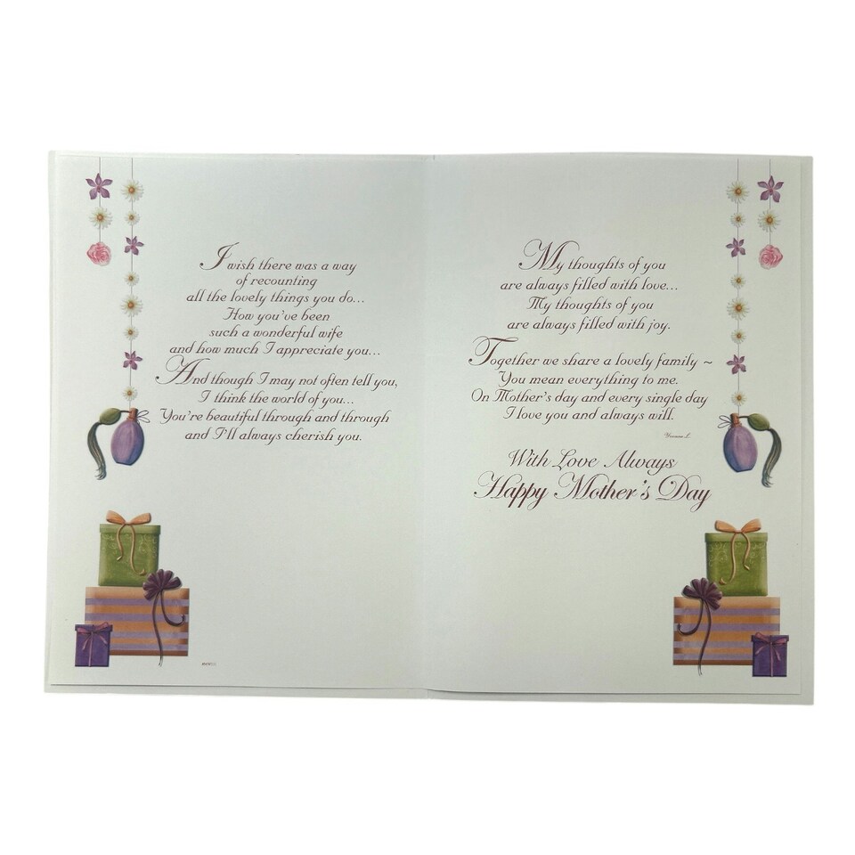 image 1 of "On Mother's Day With Love To My Wife" Greeting Card