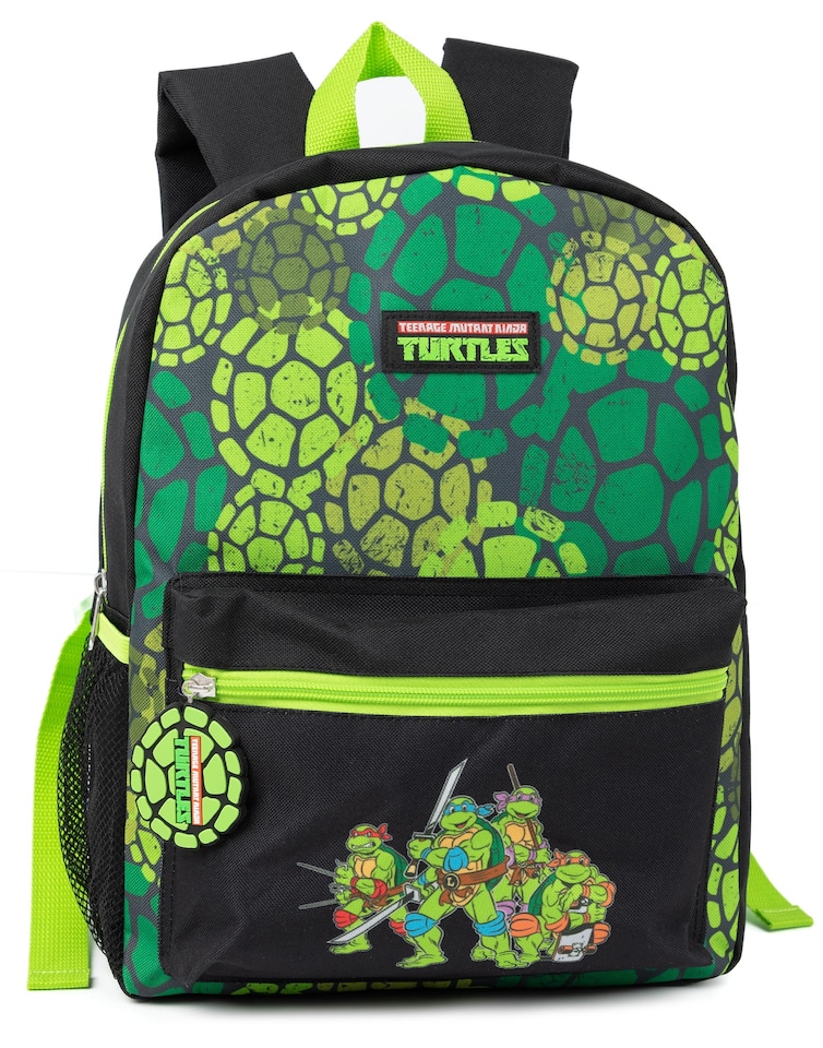 image 1 of Teenage Mutant Ninja Turtles Boys Backpack Set | Kids 4 Piece Green Rucksack Bundle with School Bag, Pencil Case, Lunch Bag & Water Bottle | TMNT Graphic Complete Matching Set | Back to School Gifts | Green | Green
