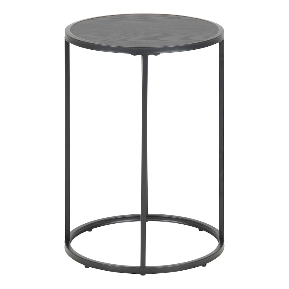 image 1 of Seaford Black Metal Small Round Side Table with Black Top