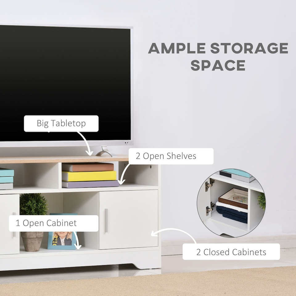 image 1 of HOMCOM Home Office 42" TV Stand Storage Unit w/ Cabinets Shelves Living Room