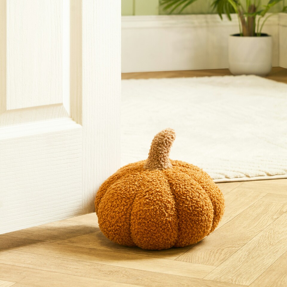 image 1 of OHS Pumpkin Halloween Autumn Fall Decor Soft Boucle Heavy Weighted Home Office Door Stopper