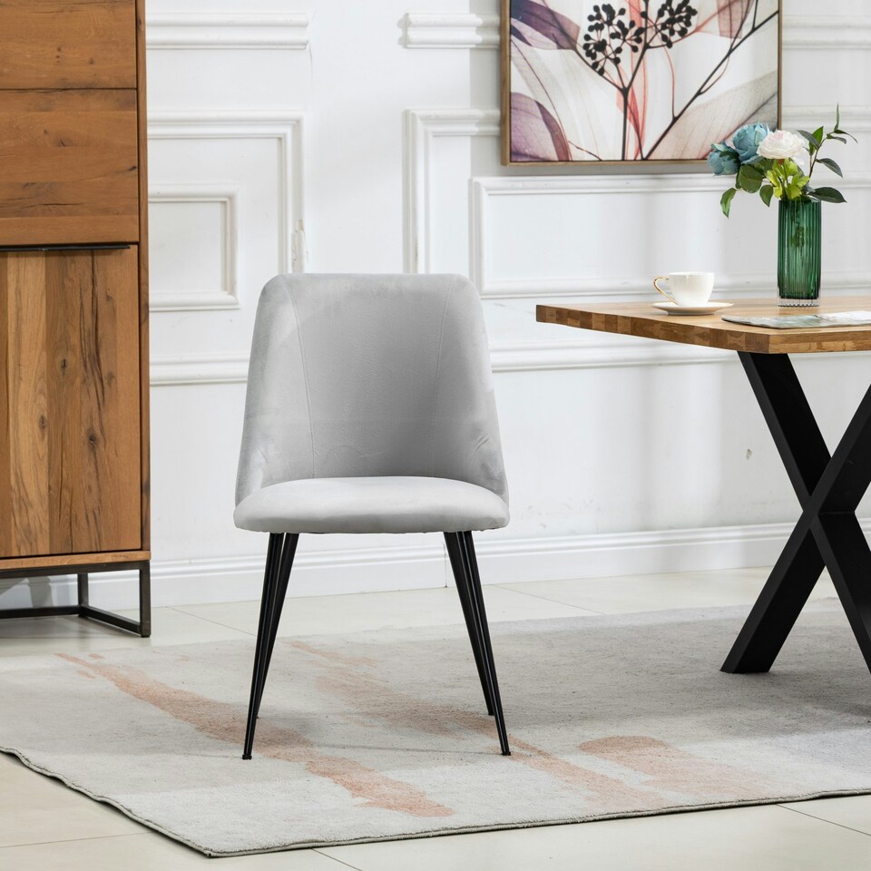 image 1 of Morandi Velvet Dining Chairs - Set of 2 - Silver