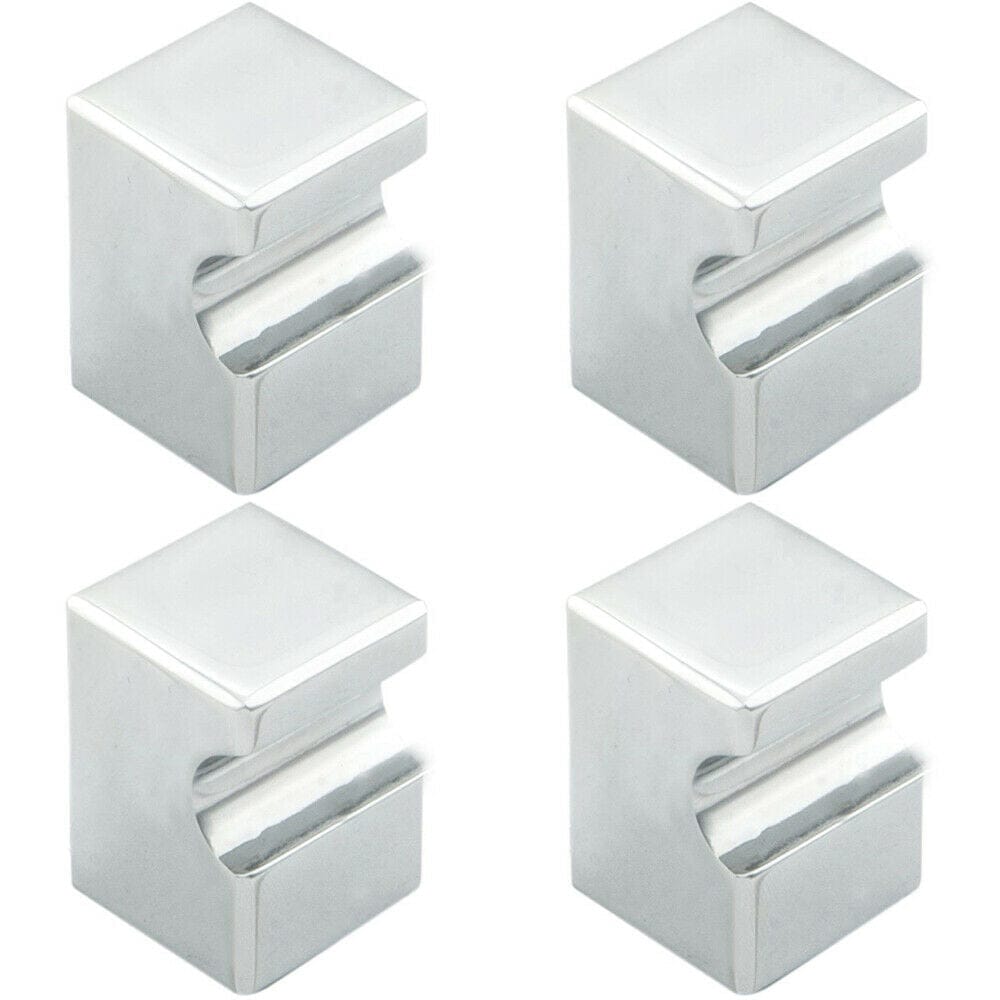 Loops 4x Square Cupboard Door Knob 18 x 18mm 25mm Projection Polished Chrome