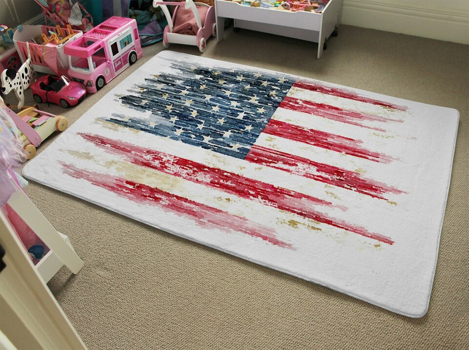 image 1 of American Grunge Flag (Rug) | Multi | S