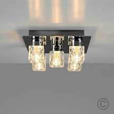 ValueLights Modern Black Chrome Ice Cube 5 Way Flush Ceiling Spotlight