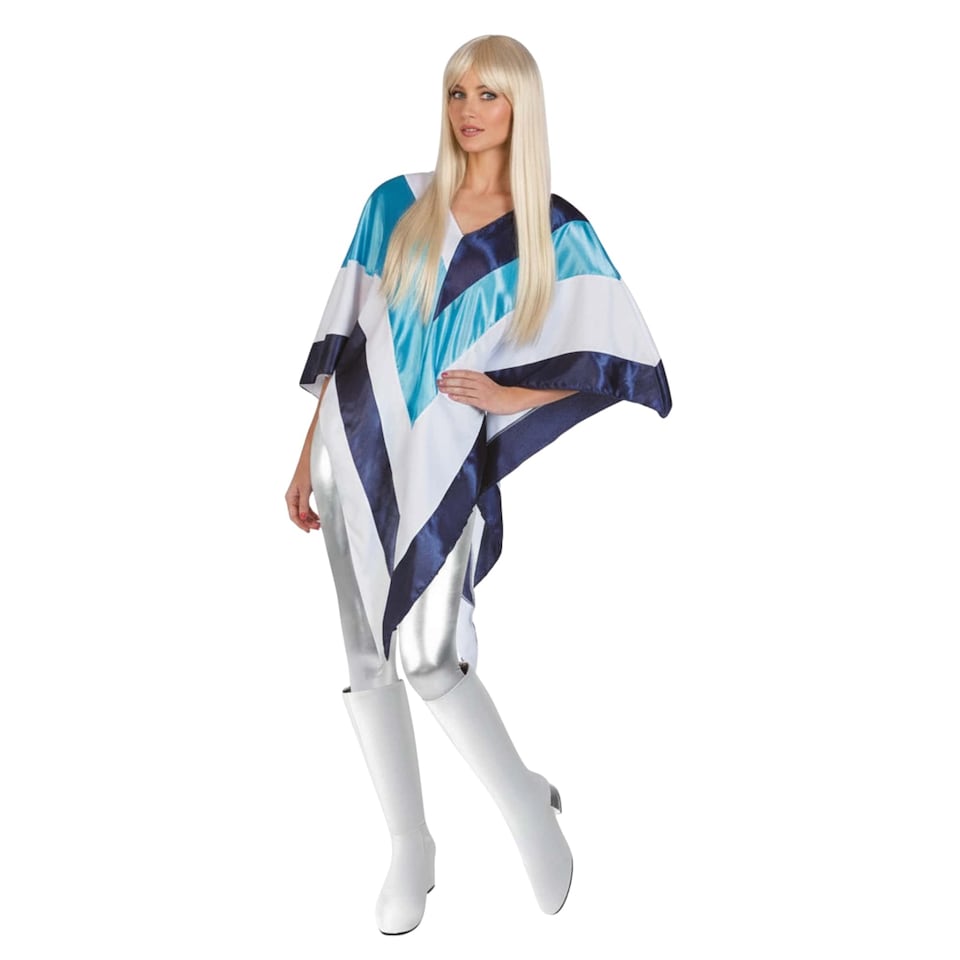 image 1 of Ladies Disco Poncho ABBA 1970s Singer Womens Decades Fancy Dress Costume Cape