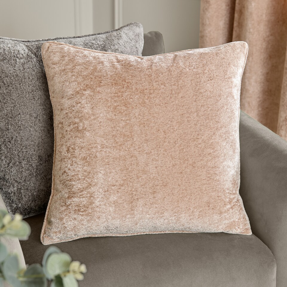 image 1 of Paoletti Lustre Velvet Cushion | Cream | Oyster