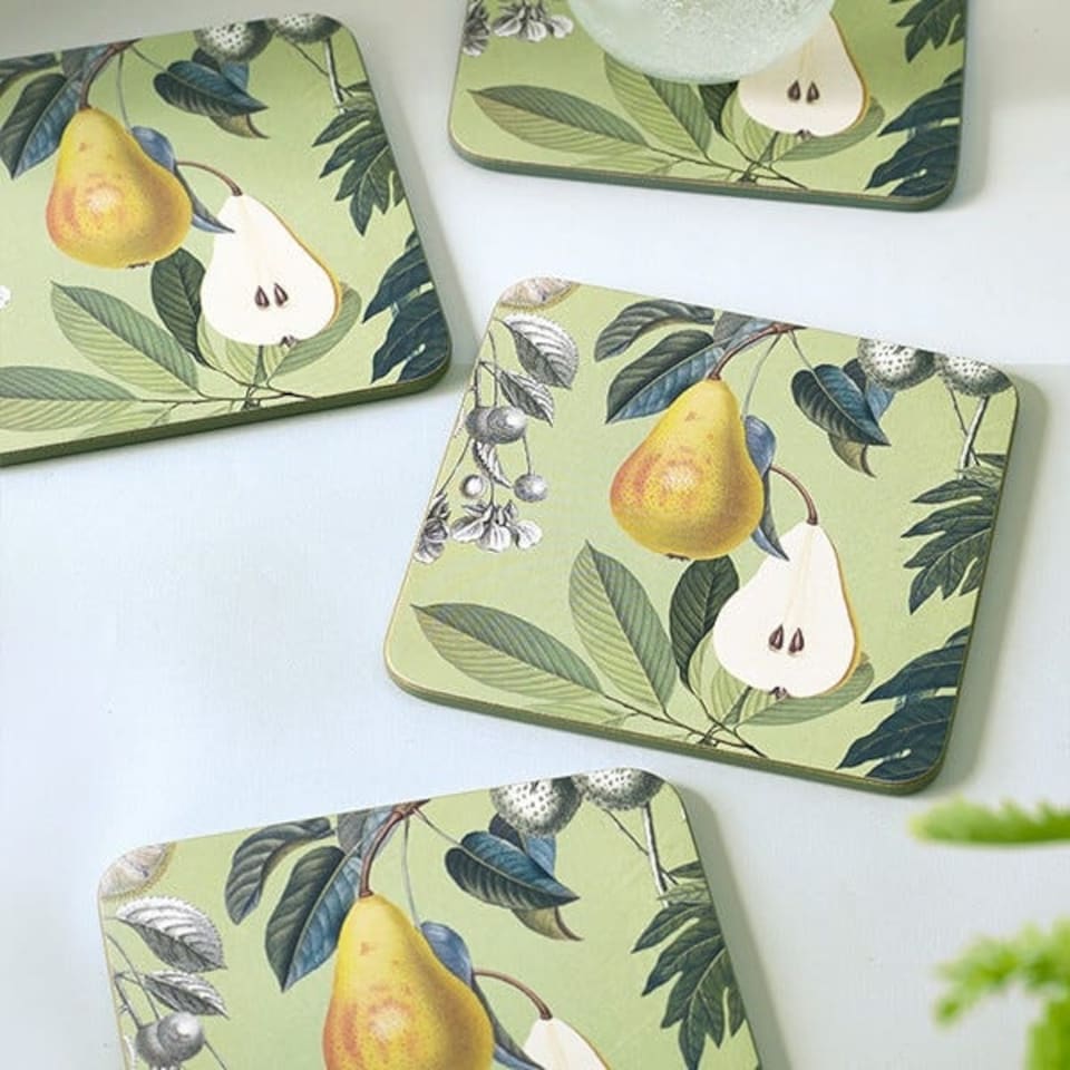 image 1 of Royal Botanic Gardens Kew Fruit And Floral Square Coaster Pack Of 4