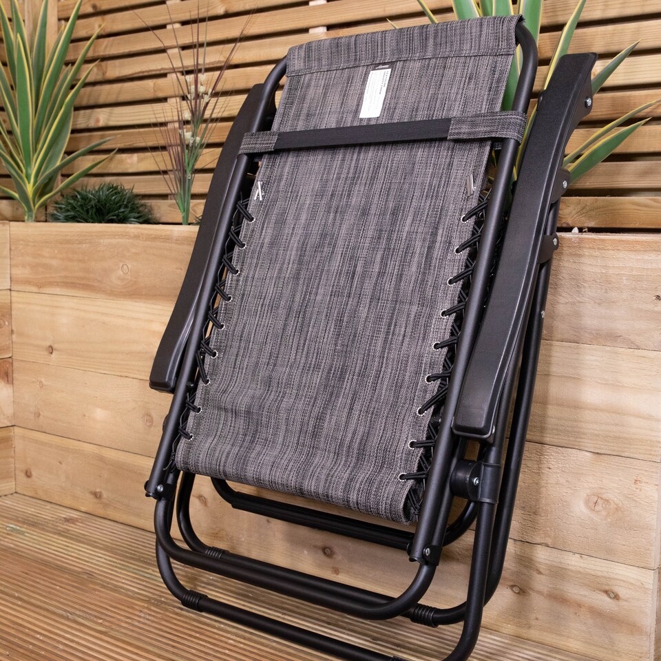 image 1 of Multi Position Garden Zero Gravity Relaxer Chair Sun Lounger in Mixed Grey | Grey | Grey