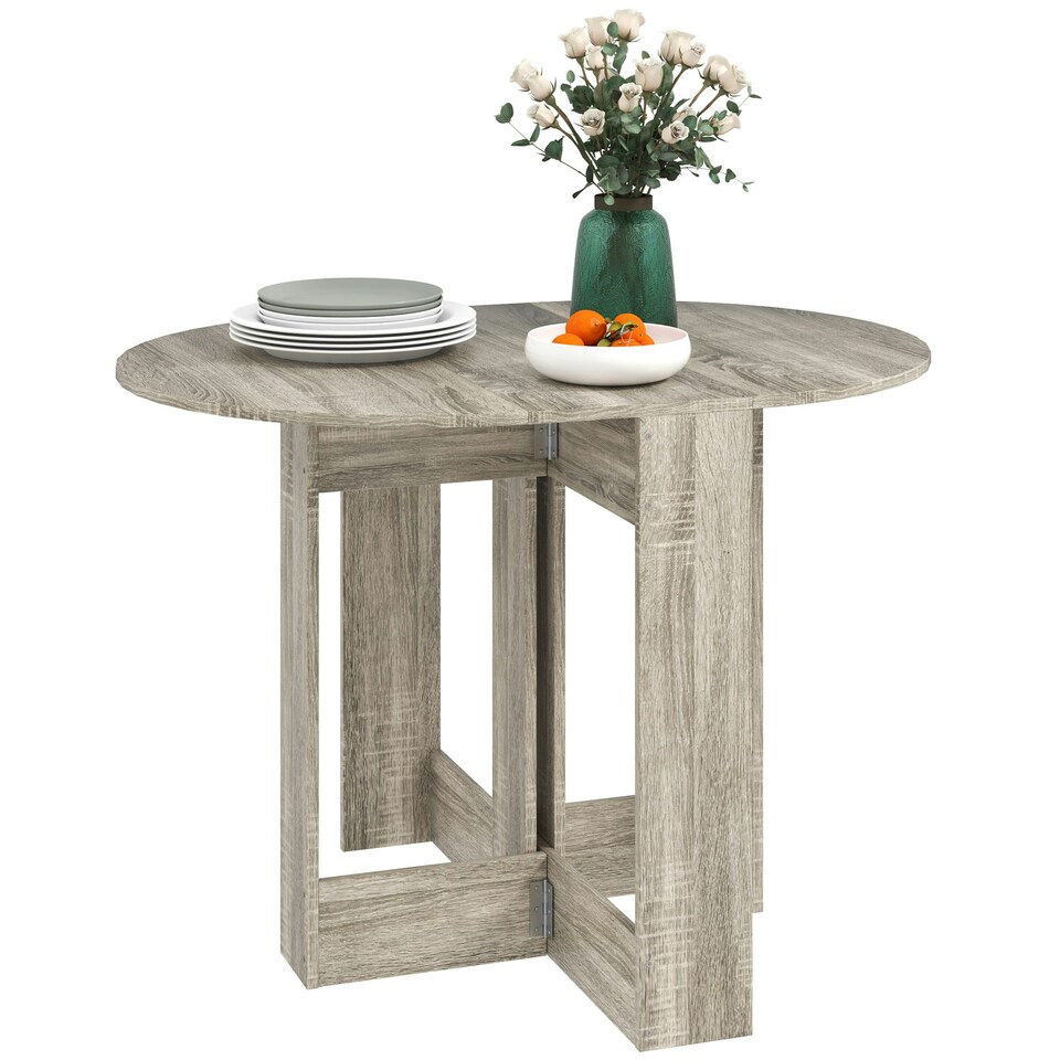 image 1 of HOMCOM Folding Dining Table Foldable Drop Leaf Dinner Table for Kitchen Grey