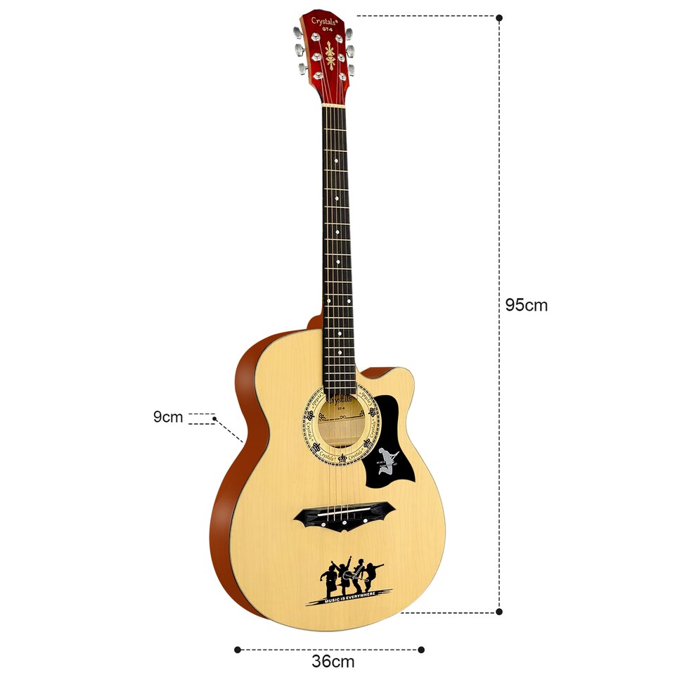 image 1 of CLASSIC 6 STRING 4/4 SIZE 38" ACOUSTIC GUITAR PACK BOYS GIRLS MUSIC GUITAR. NATURAL