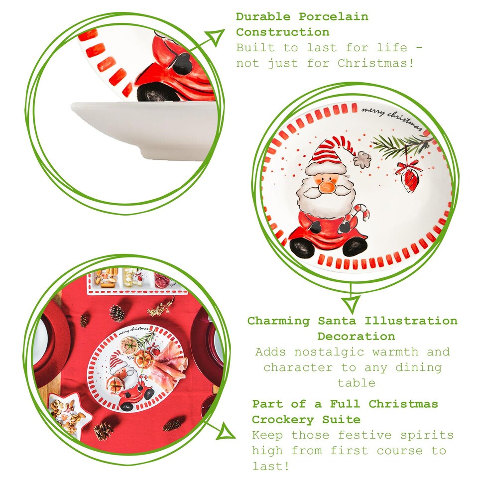 image 1 of Nicola Spring Father Christmas Serving Platters - 31 x 25.5cm - White | White | White