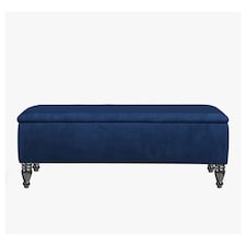 Lisbon Plain 137cm Ottoman Storage Bench - Plush Velvet Shoe Bench - Sapphire Blue Upholstery Footstool with Storage