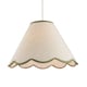image 2 of Scallop Edge Natural Textured Linen Coolie Lamp Shade with Olive Trims | Green | Olive Green | 1