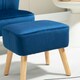image 6 of HOMCOM Velvet-Feel Accent Chair w/ Ottoman Tub Seat Padding Wood Legs Dark Blue