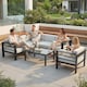 image 2 of Outsunny Garden Corner Sofa Set, Garden Furniture Set with Coffee Table | Grey | Light Grey | Five Plus Seater