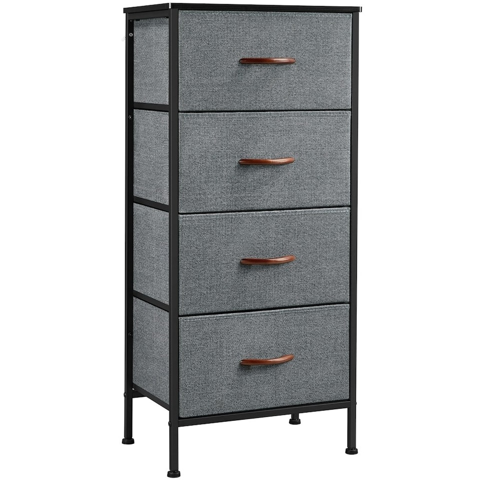 image 1 of Yaheetech Vertical Storage Organizer with 4 Drawers Dark Grey Grey | Dark Grey